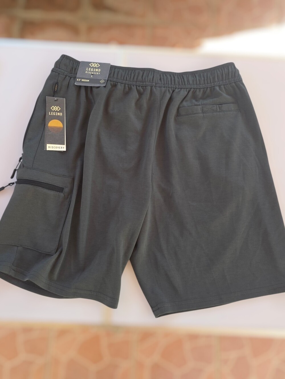 Men's Large Green Scuba Shorts Stretch Leg3nd Cargo